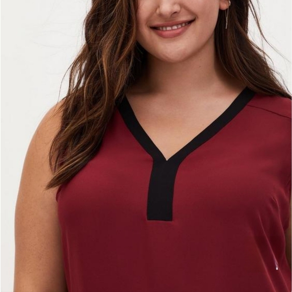 Torrid Georgette Sleeveless Tank Burgundy & Black 4X NWOT NEW - Picture 3 of 16